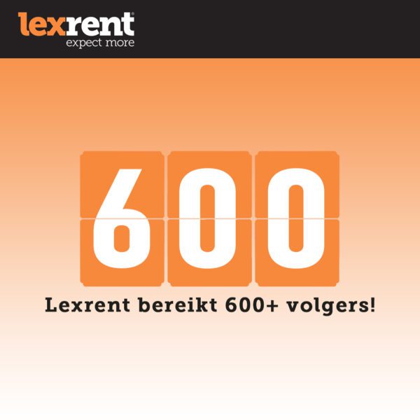 Lexrent heeft 600 volgers op LinkedIn