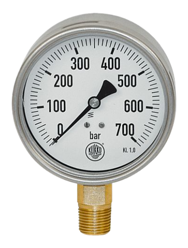 Manometer 0 - 700 Bar 1/2 BSP Onder