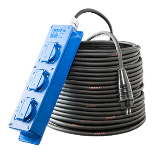 Extension cable 230V 16A 25mtr plug 3V Schuko